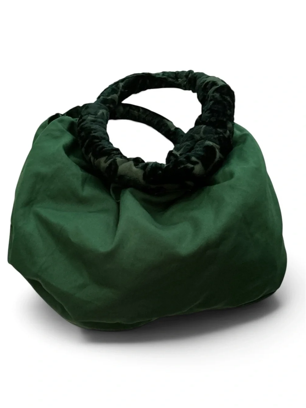 Plush Velvet Ruched Hobo Bag in Dark Green